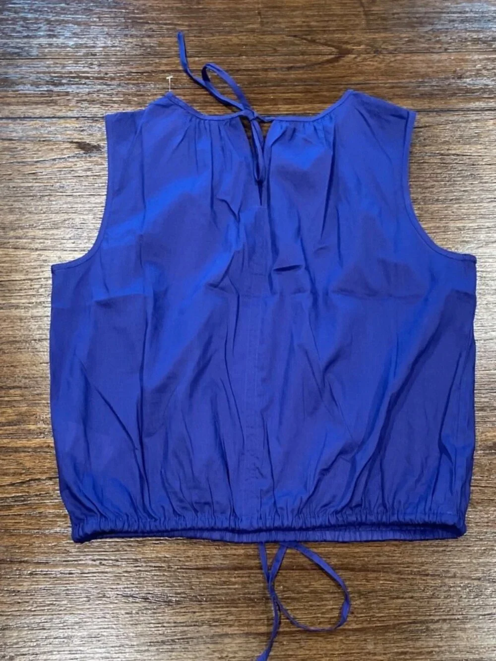 J. Crew Indigo Blue Sleeveless Drawstring-Waist Tank S NWT